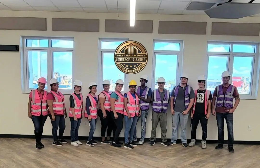 Commercial cleaning crew in action